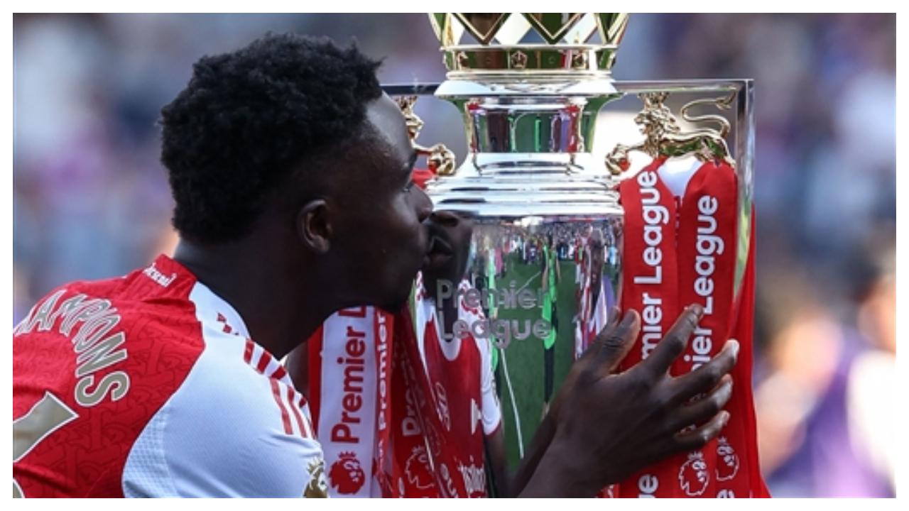 Arsenal academy product Bukayo Saka has been one of their best players this season. The young star will be keen to add a Champions League medal to go with his Premier League title this Saturday. (Pic: AFP)