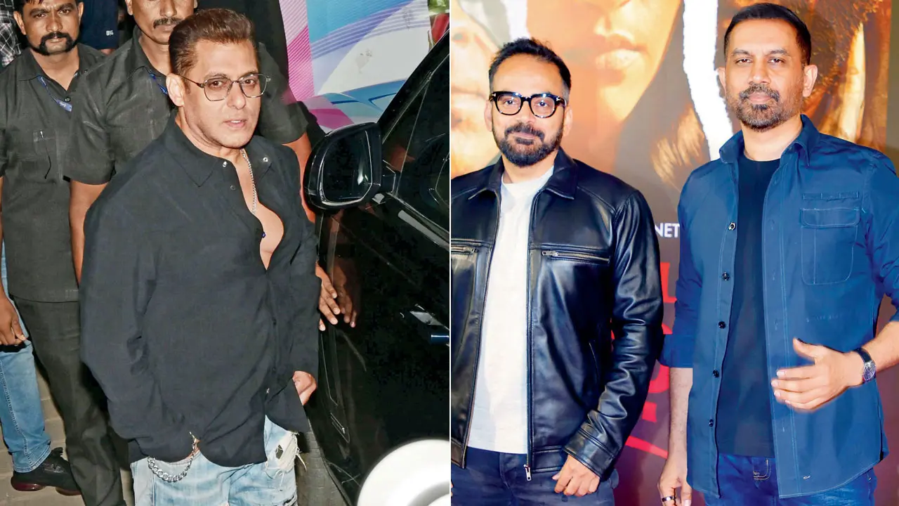 Salman Khan; (right)  Krishna DK and Raj Nidimoru. Pics/Yogen Shah