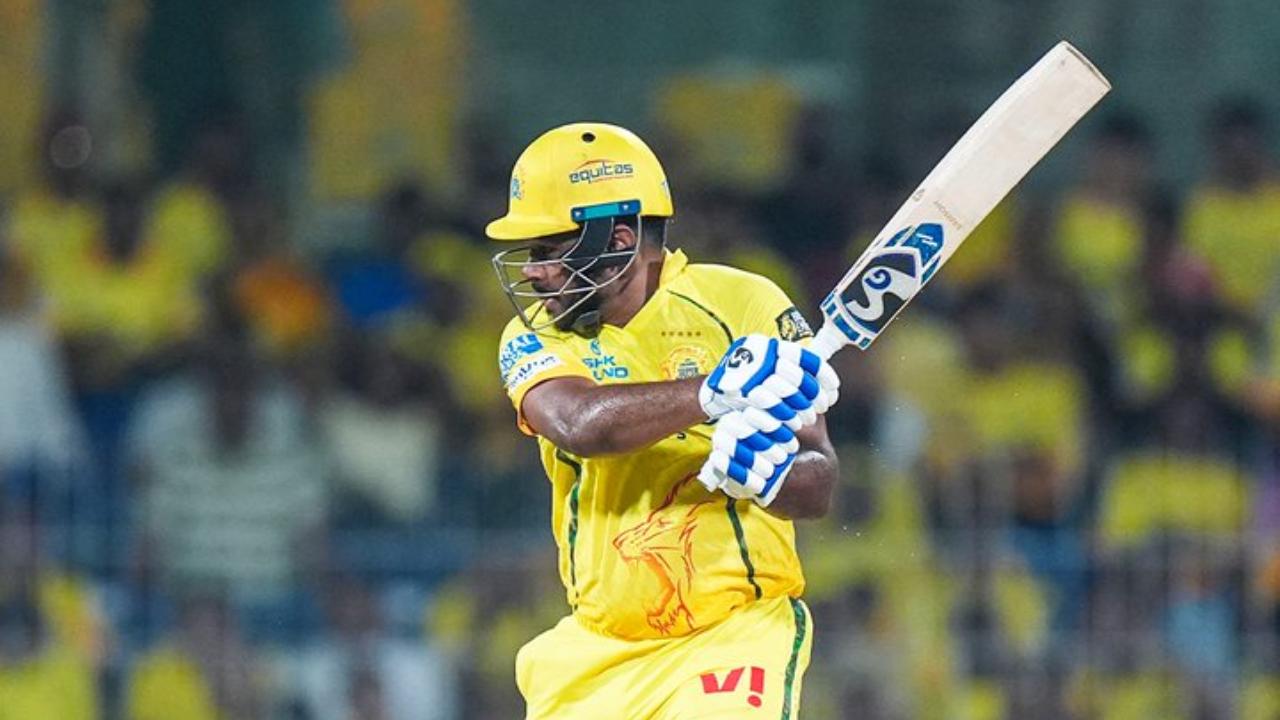 Having opted to bat first, wicketkeeper-batsman Sanju Samson scored 27 runs in 13 balls, including five boundaries and a maximum. Skipper Ruturaj Gaikwad was dismissed after scoring 15 runs in 21 balls (Pic: X/@ChennaiIPL)