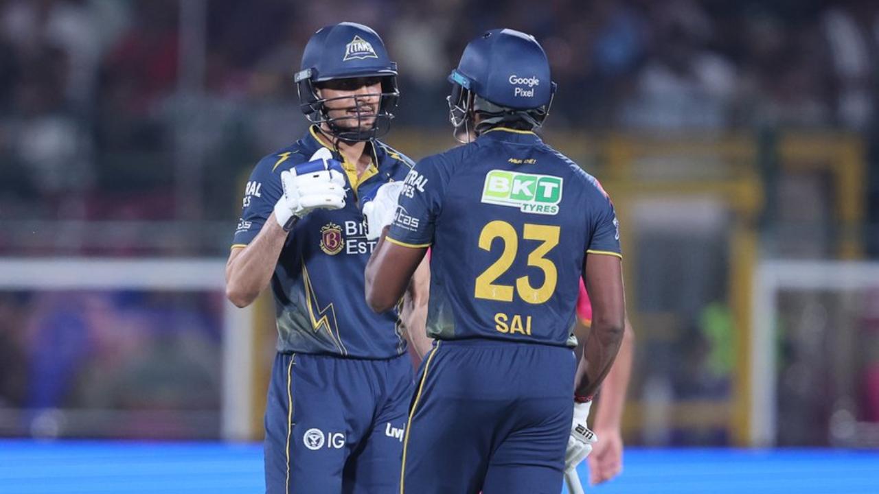 Shubman-Sudharsan put on a strong show; GT reach 114 runs in 10 overs against RR Shubman Gill, Sai Sudharsan (Pic: X/@gujarat_titans)