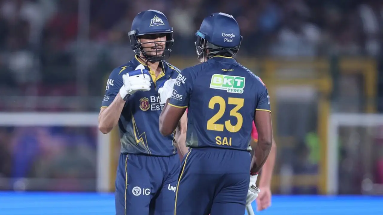 Having put to bat first, Gujarat Titans' (GT) opening batsman Sai Sudharsan scored 55 runs in 36 balls, including six boundaries and two maximums. Skipper Shubman Gill led from the front and delivered a knock of 84 runs off 44 deliveries, laced with nine boundaries and three maximums (Pic: X/@gujarat_titans) Having put to bat first, Gujarat Titans' (GT) opening batsman Sai Sudharsan scored 55 runs in 36 balls, including six boundaries and two maximums. Skipper Shubman Gill led from the front and delivered a knock of 84 runs off 44 deliveries, laced with nine boundaries and three maximums (Pic: X/@gujarat_titans)
