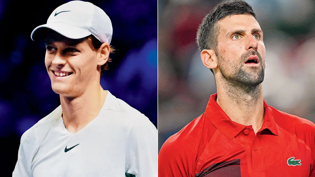 Jannik Sinner and Novak Djokovic. Pics/AFP