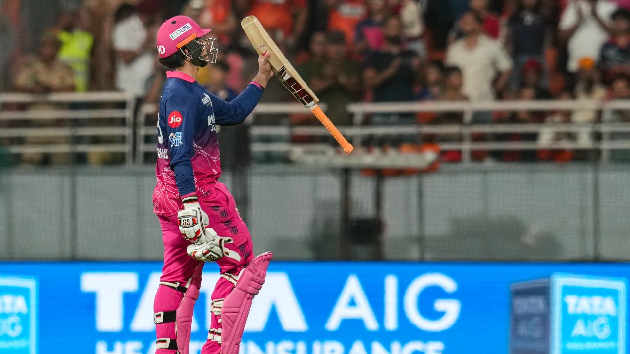 Most sixes in a powerplay in an IPL innings: Vaibhav Sooryavanshi smashed eight sixes against the Sunrisers Hyderabad during his explosive knock in the Eliminator. The 15-year-old now holds the record for the most sixes hit by a batter in the first six overs of an IPL match, surpassing Sanath Jayasuriya's seven against CSK in 2008. (Pic: PTI) Most sixes in a powerplay in an IPL innings: Vaibhav Sooryavanshi smashed eight sixes against the Sunrisers Hyderabad during his explosive knock in the Eliminator. The 15-year-old now holds the record for the most sixes hit by a batter in the first six overs of an IPL match, surpassing Sanath Jayasuriya's seven against CSK in 2008. (Pic: PTI)