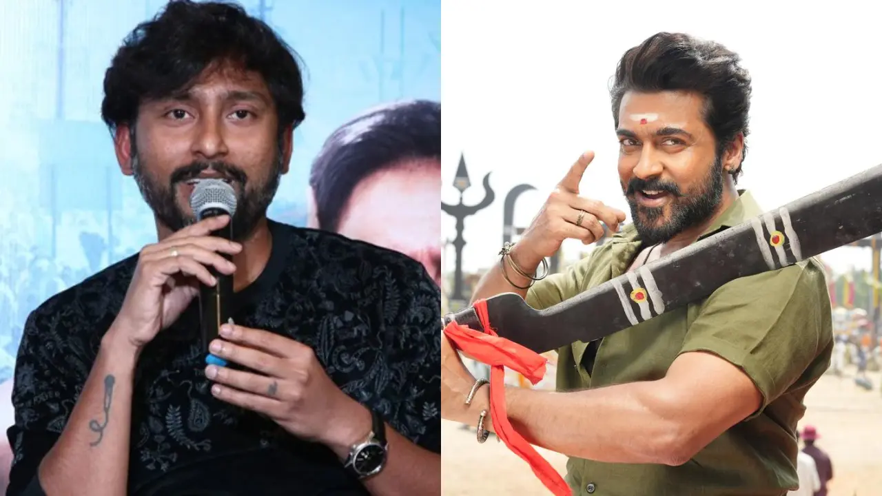 Karuppu director RJ Balaji reacts to audience members experiencing divinity L- RJ Balaji (Pic/X); R- Suriya in Karuppu