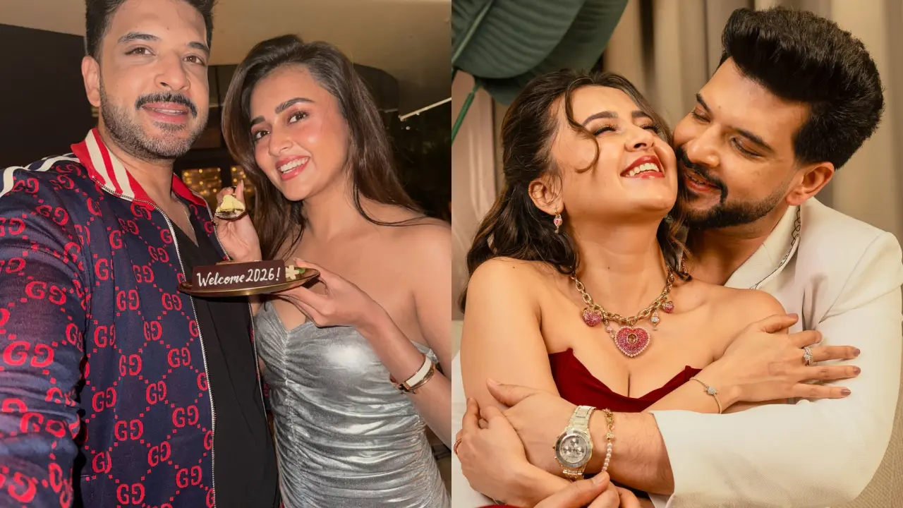 Desi Bling: Karan Kundrra proposes marriage to Tejasswi Prakash in grand manner Karan and Tejasswi (Pic- Instagram handle of Tejasswi Prakash)