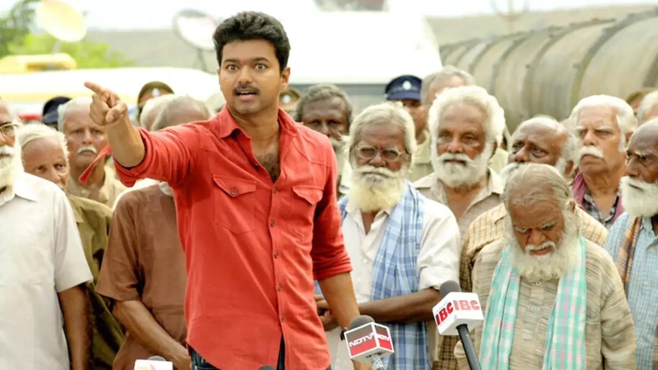 Kaththi (2014)
Kaththi is a politically charged action drama that highlights issues like corporate exploitation of farmers and water resource injustice. Vijay plays a dual role, including a look-alike of a social activist, where he uses his influence to raise awareness. Kaththi (2014)
Kaththi is a politically charged action drama that highlights issues like corporate exploitation of farmers and water resource injustice. Vijay plays a dual role, including a look-alike of a social activist, where he uses his influence to raise awareness.