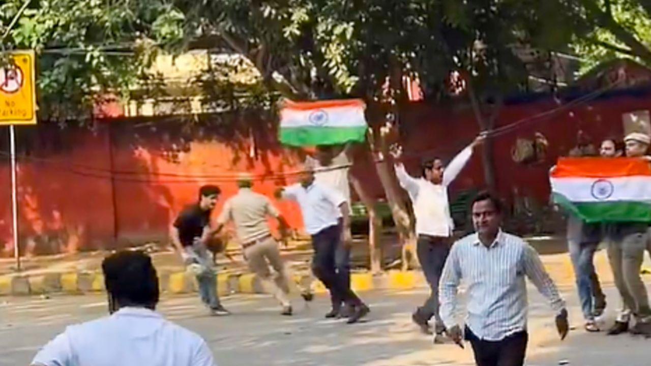 CJP founder Dipke slams those opposing flag hoisting at Jantar Mantar CJP leaders detained after entering Jantar Mantar on Tuesday (Pic/PTI)