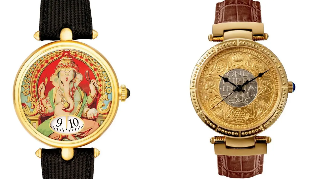 How Indian luxury watchmakers are celebrating India through their designs A model from Jaipur Watch Company’s Raja Ravi Varma collection; (right) The Jaipur Watch Company’s Imperial I 2013 model features original coins from pre-Independence India