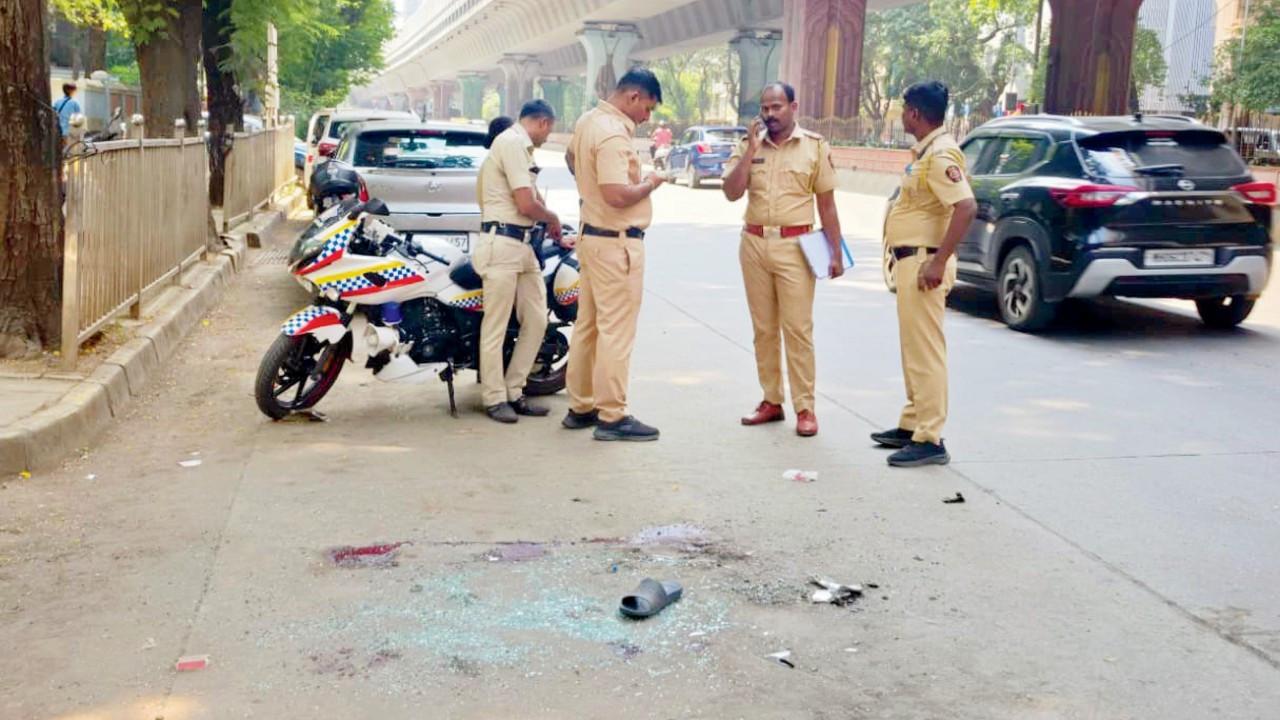 Mumbai: Ex-ACP’s son, grandson injured after scooter hits parked taxi in Matunga The accident site at Dr Ambedkar Road, Matunga