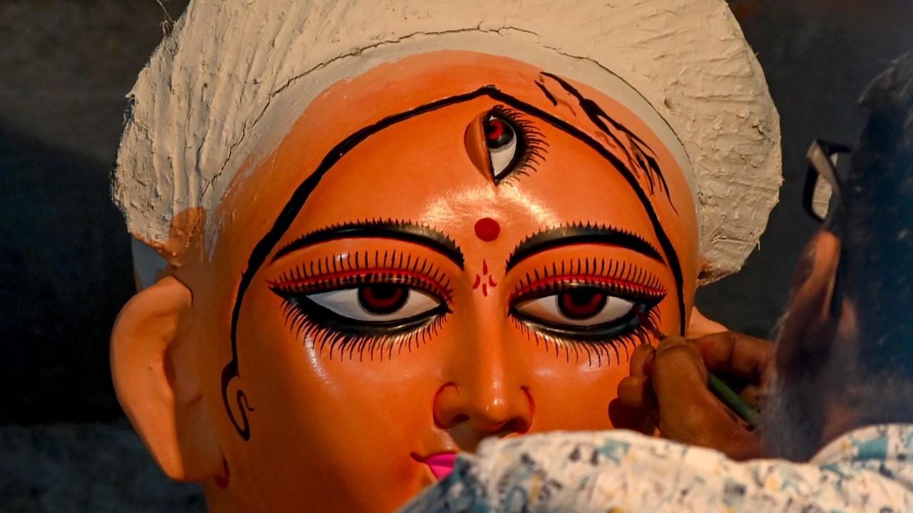 West Bengal: Gold-themed Durga Puja pandal inaugurated in Siliguri . Photo Courtesy: PTI