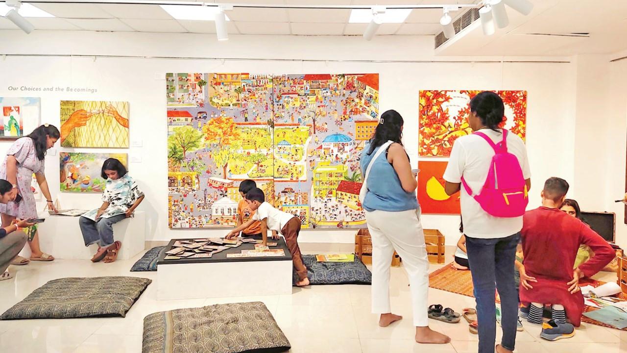 Engage. Experience. Educate Children accompanied by grown-ups participate in various activities at the Becoming exhibition in Mumbai on Sunday. Pic/Fiona Fernandez