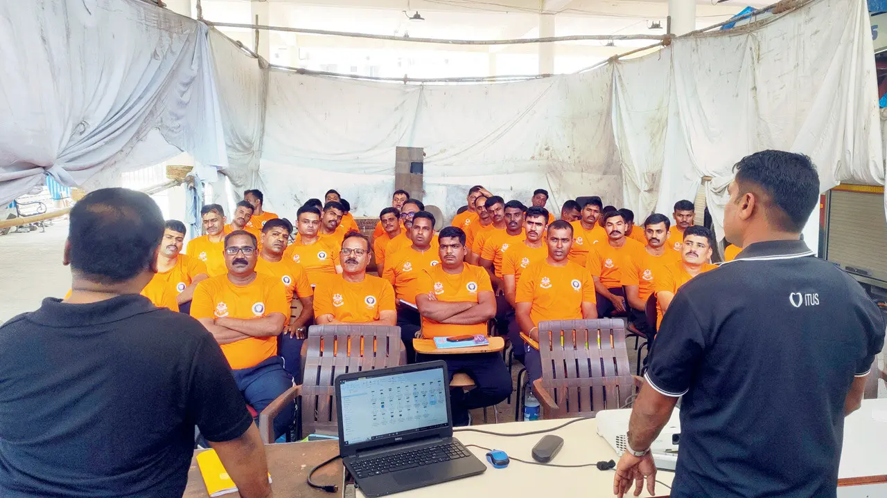 Mumbai Fire Brigade trains 120 firefighters in equipment maintenance for disaster response MFB staffers during the ongoing MTC at Wadala Fire Brigade Grounds on Wednesday. Pics/Sarthak Mehta