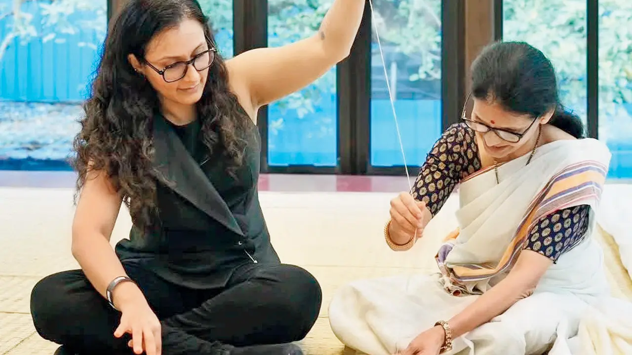 A charkha spinning workshop