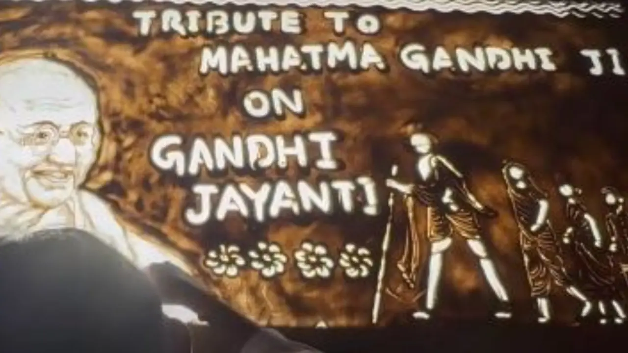Gandhi Jayanti 2026: Sudarsan Pattnaik’s students pay tribute to Mahatma Gandhi The Gandhi Jayanti-themed animation created by the students in Puri. Photo Courtesy: Official X account of Sudarsan Pattnaik