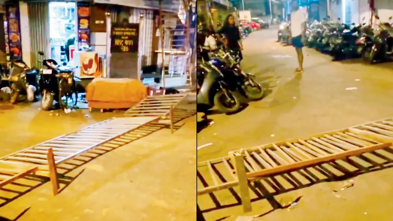 A road in Girgaon barricaded during a religious programme. Pics/By Special Arrangement