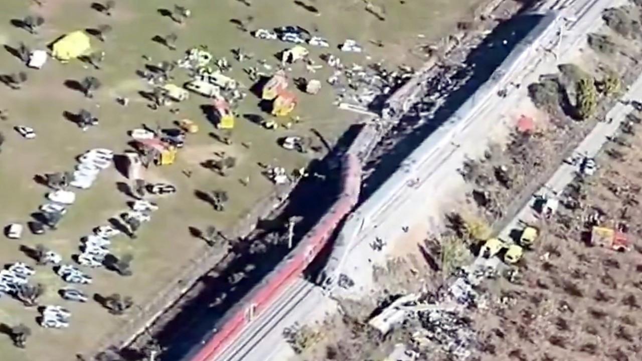 Two high-speed trains collide in Spain, leaving 68 dead and 80 injured An aerial video grab after the train crash south of Madrid. Pic/AFP