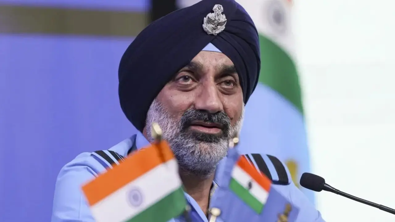 IAF promotes ‘Vasudhaiva Kutumbakam’ through global aid missions: Air Chief Air Chief Marshal A.P. Singh addresses the Indian Air Force Day celebrations at Hindon Air Force Station in Ghaziabad. File pic