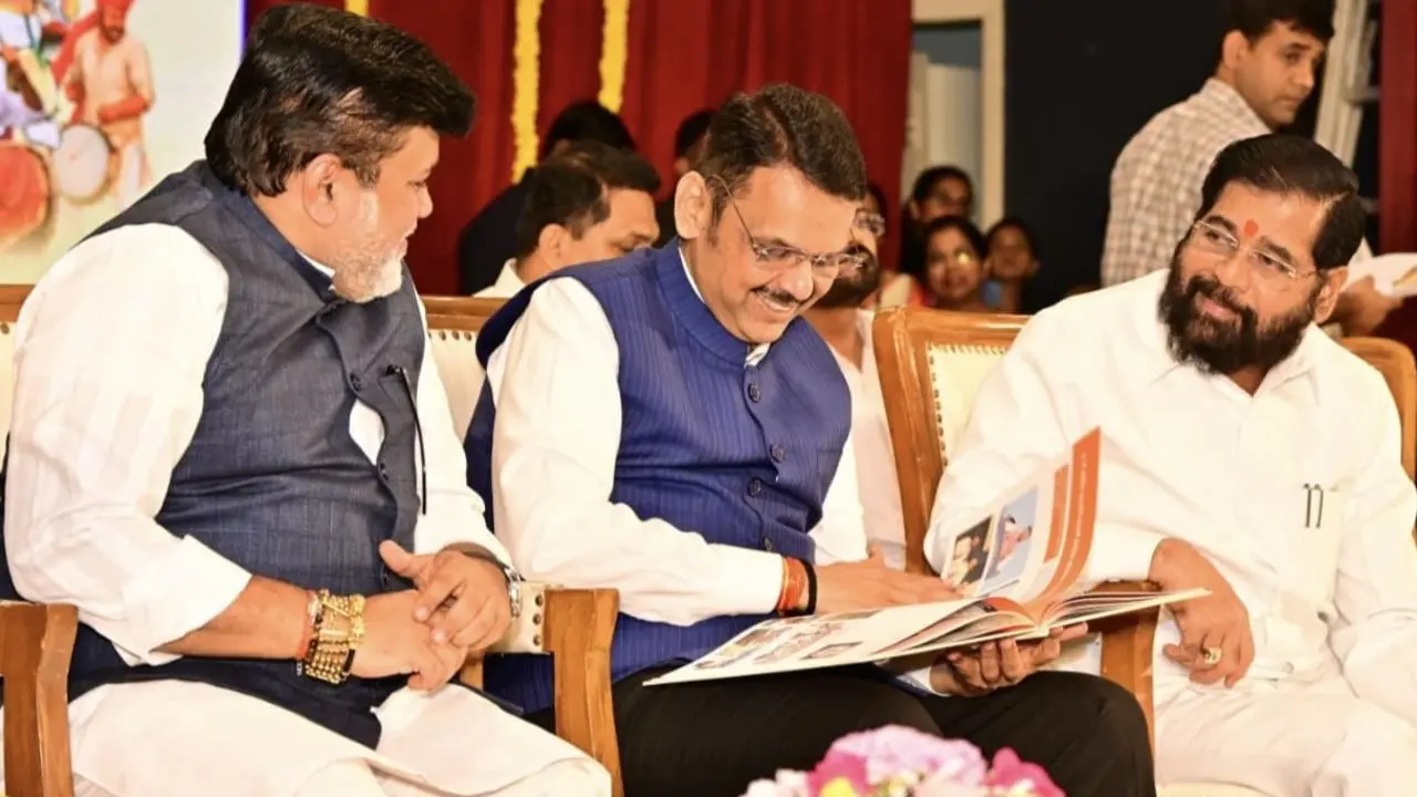Classical Marathi Language Week: Fadnavis calls for greater use of Marathi in AI Minister Uday Samant, CM Devendra Fadnavis and Deputy CM Eknath Shinde at the inauguration of the 'Classical Marathi Language Week' and 'Classical Marathi Language Honour Day' in Mumbai on Saturday. PIC/X