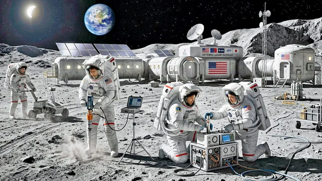 NASA has selected three new scientific payloads to support its Moon Base program The experiments will help pave the way for building humanity’s first lunar outpost. AI GENERATED REPRESENTATION PIC