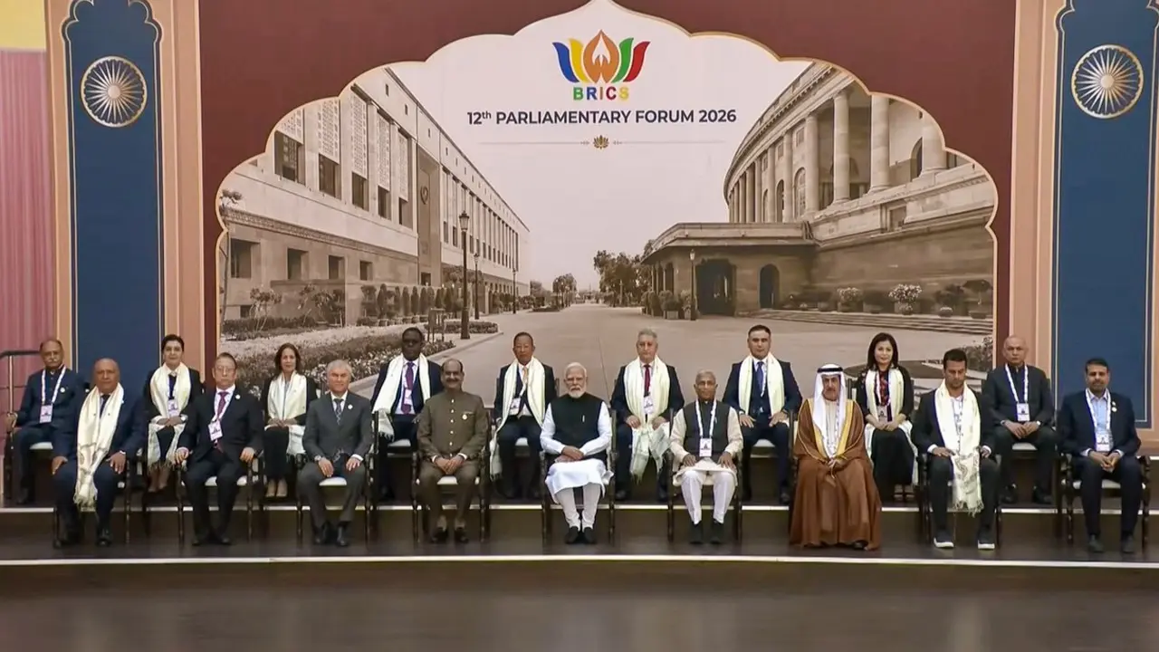 PM Modi attends 12th BRICS Parliamentary Forum, meets foreign delegates in Delhi Pic/PTI