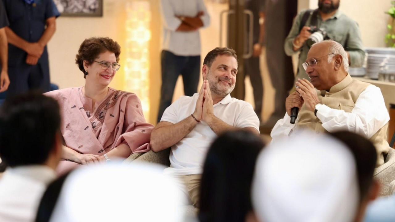 In Photos: Kharge, Rahul Gandhi meet NSUI, IYC and Seva Dal leaders Pic/PTI
