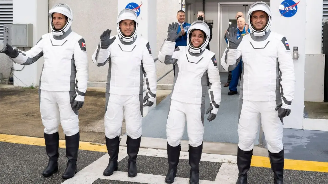 IN PHOTOS: SpaceX launches four astronauts to International Space Station NASA's SpaceX Crew-13 astronauts walk out of the Neil A Armstrong Operations and Checkout Building ahead of their launch at Kennedy Space Center in Cape Canaveral, Florida, on Thursday. PIC/AFP