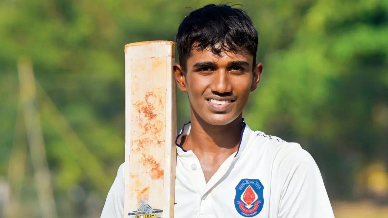 Harris Shield: Sparsh’s ton helps GEA set up final date with Anjuman-I-Islam Sparsh Golap after scoring his century at Bombay Gymkhana on Thursday. Pic/Ashish Raje