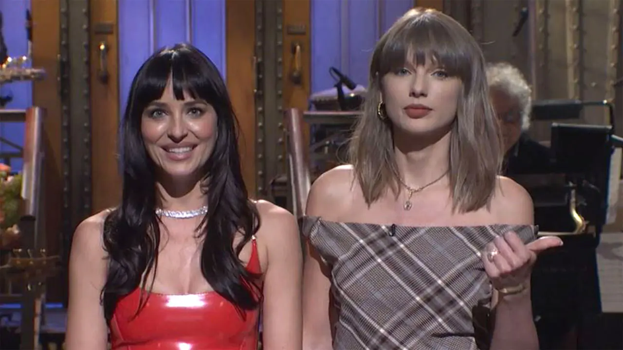 Taylor Swift joins Dakota Johnson on SNL, pokes fun at her dating life Dakota Johnson and Taylor Swift. Pic/X@nbcsnl