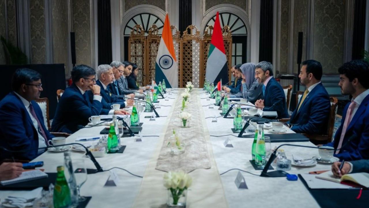 IN PHOTOS: Jaishankar meets UAE Foreign Minister Sheikh Abdullah bin Zayed EAM S Jaishankar holds talks with UAE Deputy PM and Foreign Minister Sheikh Abdullah bin Zayed Al Nahyan in Mumbai, reviewing bilateral cooperation across trade, investment, energy, technology, defence and other key sectors. PIC/X