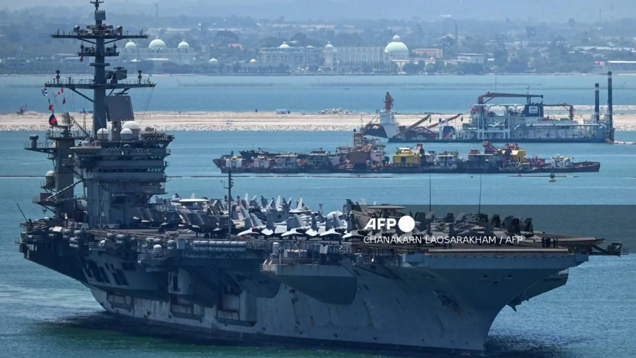 USS Abraham Lincoln returns to San Diego after record 265-day deployment US nuclear-powered aircraft carrier USS Abraham Lincoln departs Laem Chabang Port, near the city of Pattaya on September 6, 2026. (PIC/AFP)