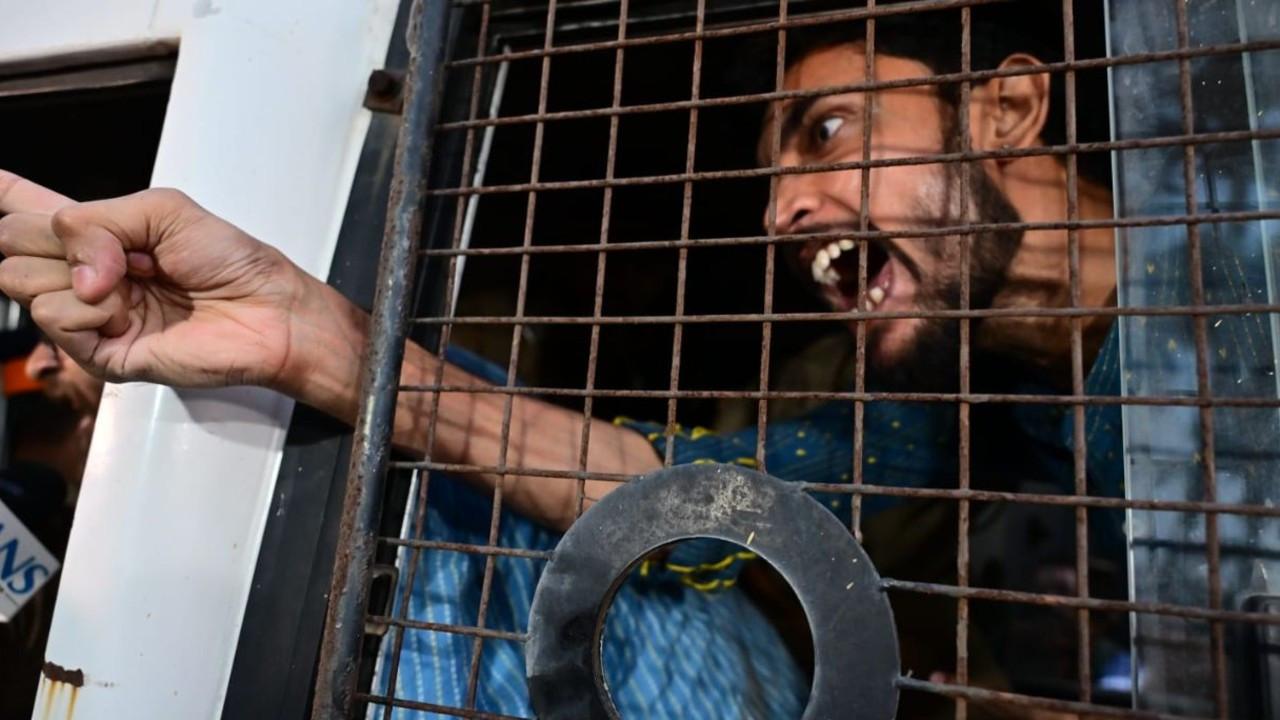 IN PHOTOS: Police detain activists ahead of candle march for Sahil Wakode A Progressive Students Union (PSU) member being detained near Chaityabhoomi in Dadar on Sunday. PIC/SHADAB KHAN
