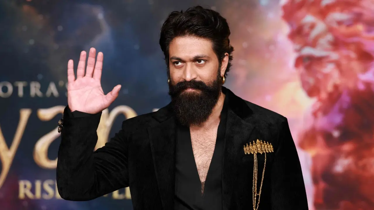 Yash’s 10-headed Ravana brooch grabs attention at Ramayana LA premiere Yash. Pic via AFP