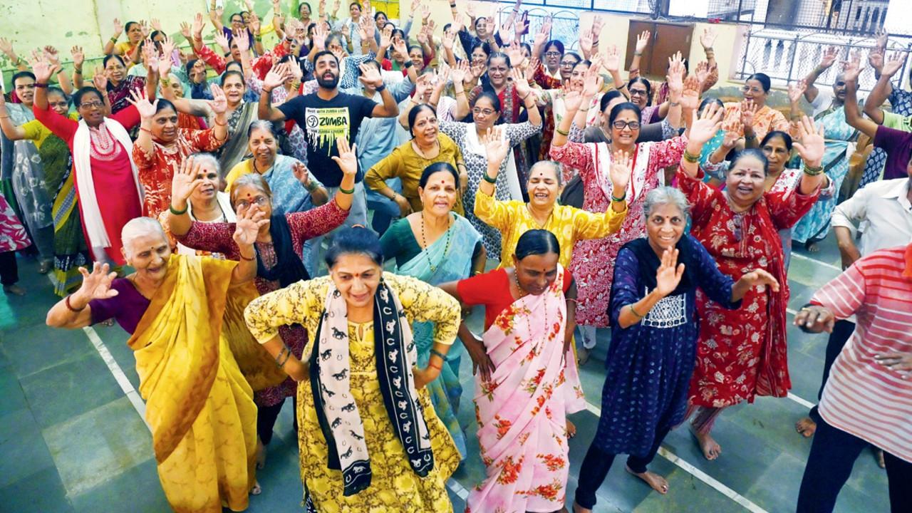 Rajput teaches Zumba Gold to senior citizens at the Dignity Foundation’s Anandyaan centre in Byculla. PIC/ASHISH RAJE