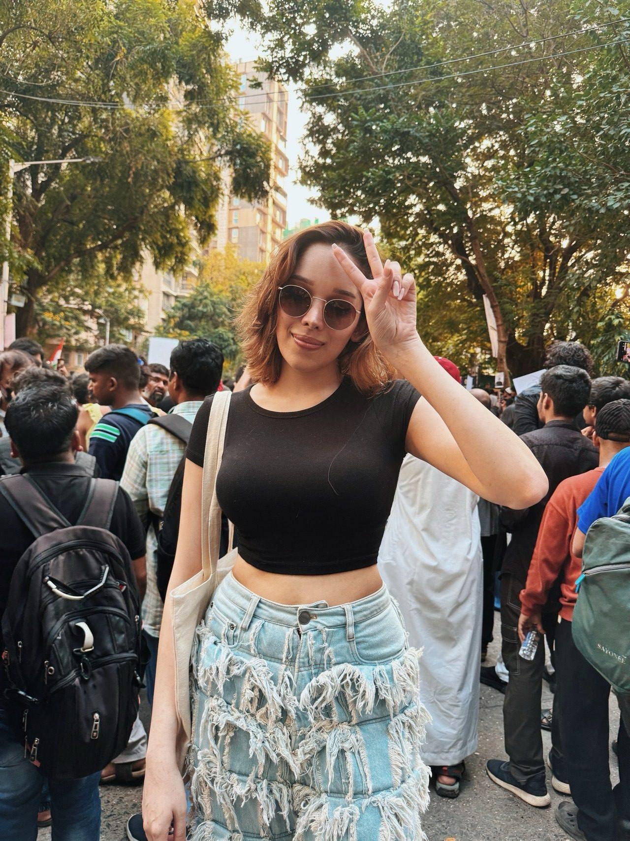 Actress Trinetra Haldar Gummaraju also shared glimpses from the protest on her Instagram page as she participated in the event.