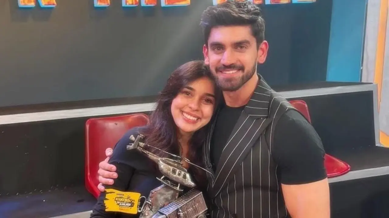 Watch: Khatron Ke Khiladi 15 winner Avinash Mishra says 'I love you baby' to Eisha Singh, asks guests not to post video Eisha Singh and Avinash Mishra. Pic via X