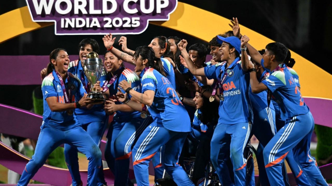 Harmanpreet Kaur with the World Cup trophy (Pic: AFP)