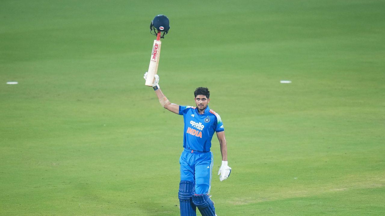 His knock is also the third-highest score in the format's history. Gill's unbeaten knock of 223 runs sits behind Rohit Sharma's 264-run knock and New Zealand's Martin Guptill's unbeaten 237-run knock (Pic: X/@BCCI) His knock is also the third-highest score in the format's history. Gill's unbeaten knock of 223 runs sits behind Rohit Sharma's 264-run knock and New Zealand's Martin Guptill's unbeaten 237-run knock (Pic: X/@BCCI)