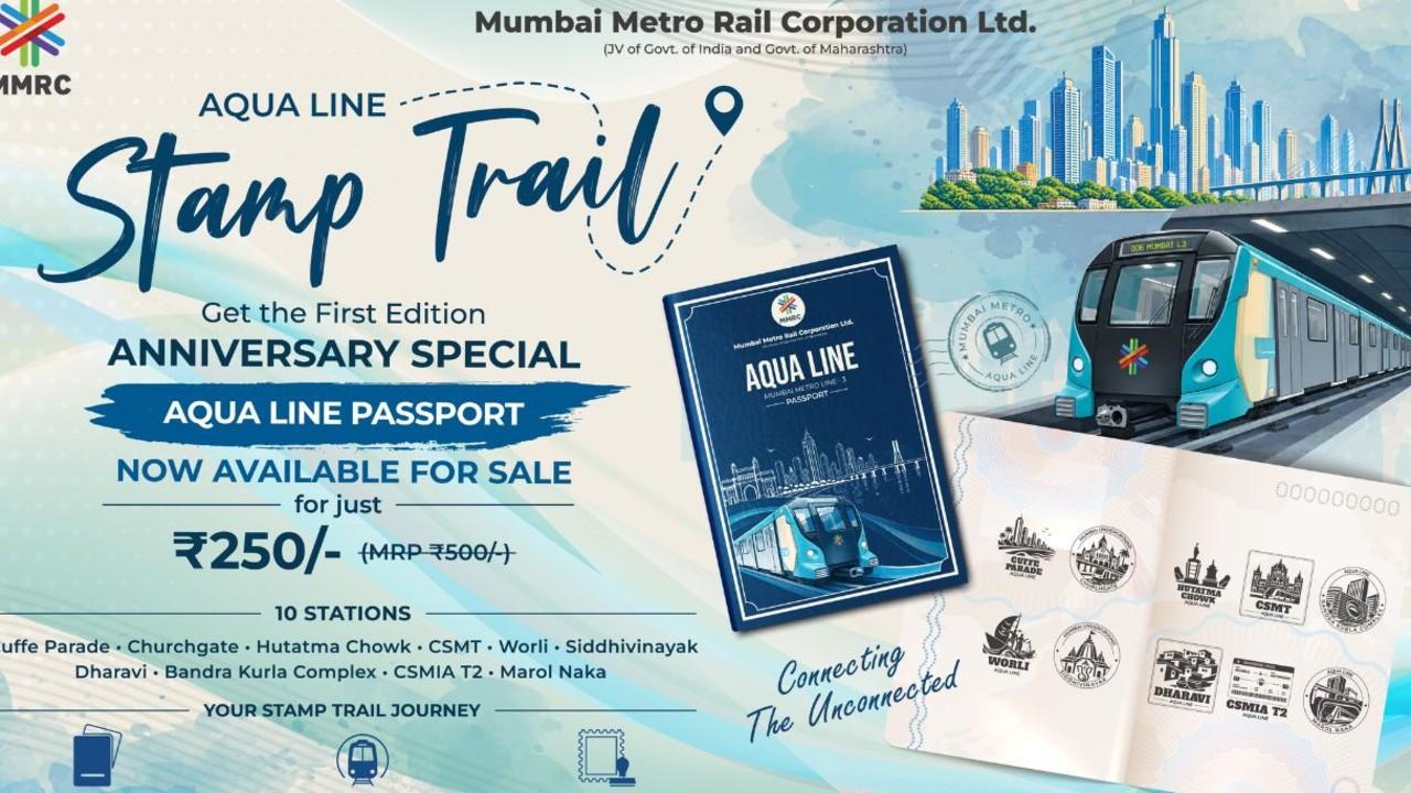 Mumbai Metro Aqua Line Passport and Stamp Trail launches on Friday at Rs 250 The initiative invites commuters to explore Mumbai's Aqua Line, officially known as Metro Line 3, while collecting stamps at designated stations along the route. Pic/ MMRC