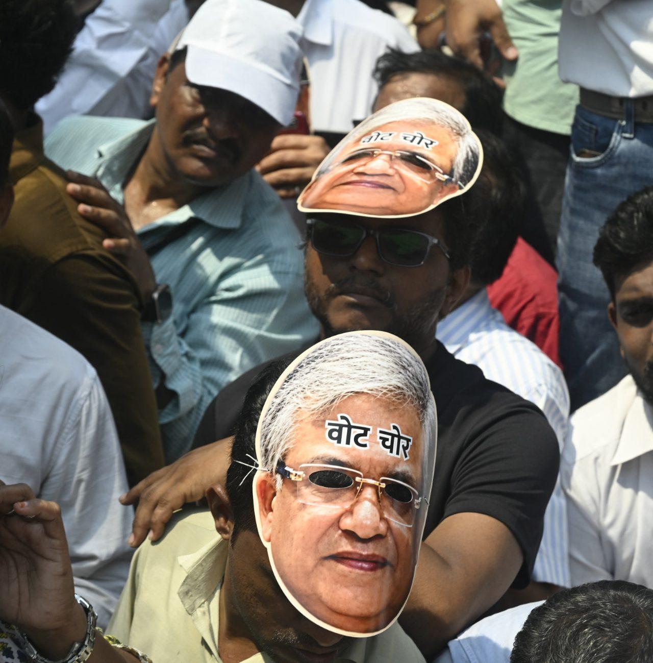 The protest was held against CEC Gyanesh Kumar and over alleged irregularities in the SIR exercise