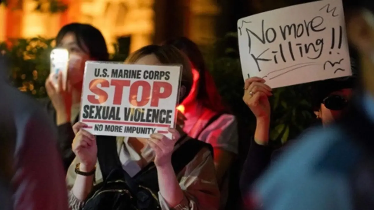 US military in Okinawa face alcohol ban and curfew after murder of woman People protest against the killing of a woman in Okinawa allegedly committed by a US Marine, in front of the US Embassy in Tokyo on October 6, 2026. PIC/AFP