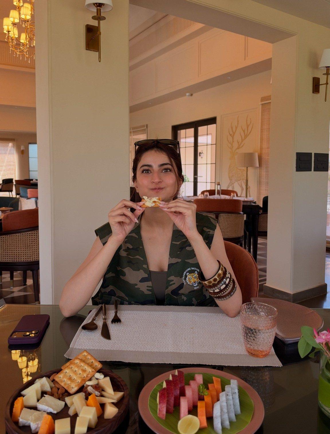 After a safari, Palak Tiwari was seen enjoying a meal in a candid moment. The relaxed frame captures her taking a break and enjoying some local flavours. After a safari, Palak Tiwari was seen enjoying a meal in a candid moment. The relaxed frame captures her taking a break and enjoying some local flavours.