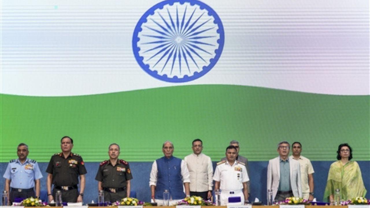 Defence Minister Rajnath Singh with Army Chief General Dhiraj Seth, Chief of Defence Staff General N S Raja Subramani and other senior defence officials during the DAD Annual Day celebrations in New Delhi Defence Minister Rajnath Singh with Army Chief General Dhiraj Seth, Chief of Defence Staff General N S Raja Subramani and other senior defence officials during the DAD Annual Day celebrations in New Delhi
