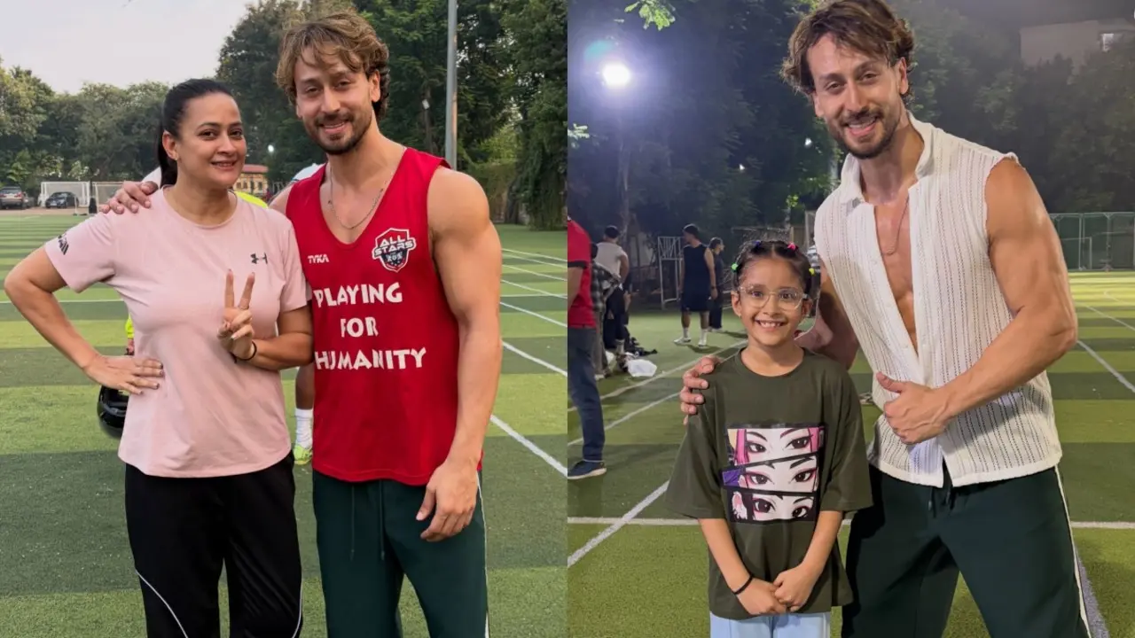 Tiger Shroff posed with kids hours before gun firing incident Tiger Shroff (Pics/Instagram)