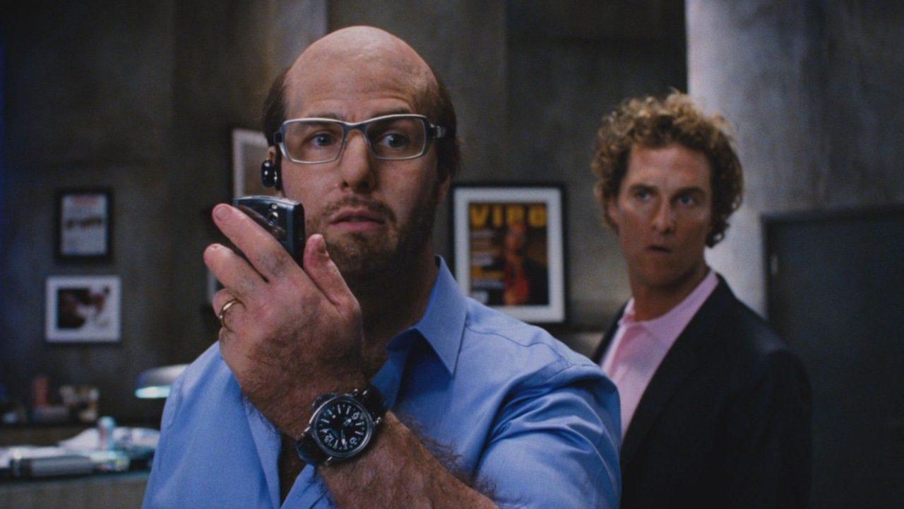 Cruise shocked audiences as Les Grossman in Tropic Thunder (2008), wearing a fat suit, bald cap, heavy prosthetics, and fake chest hair. Cruise shocked audiences as Les Grossman in Tropic Thunder (2008), wearing a fat suit, bald cap, heavy prosthetics, and fake chest hair.