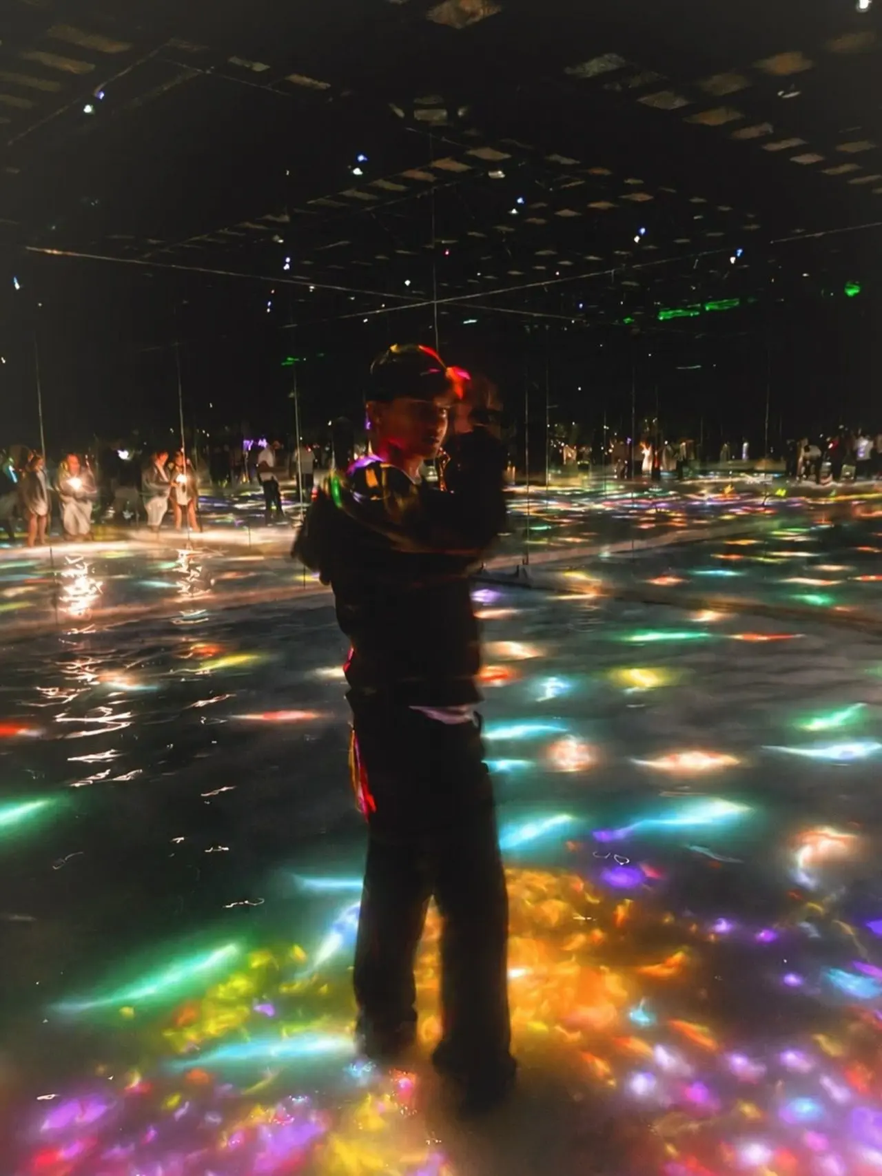 He also shared a picture of himself amid the drawing on the Water Surface Created by the Dance of Koi and People, Infinity installation at teamLab Planets in Tokyo.