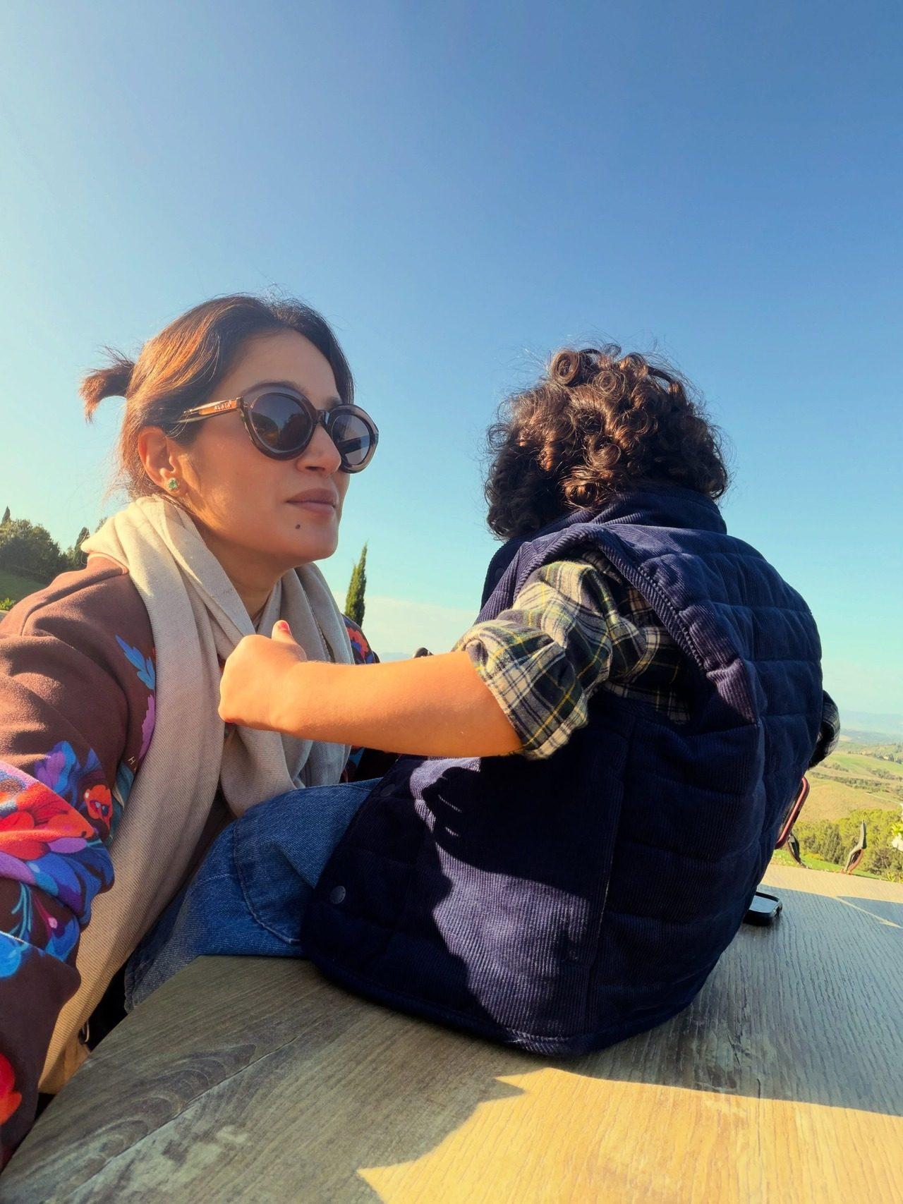 Sagarika was seen enjoying the spledid views with her son Fatehsinh Khan. Sagarika was seen enjoying the spledid views with her son Fatehsinh Khan.