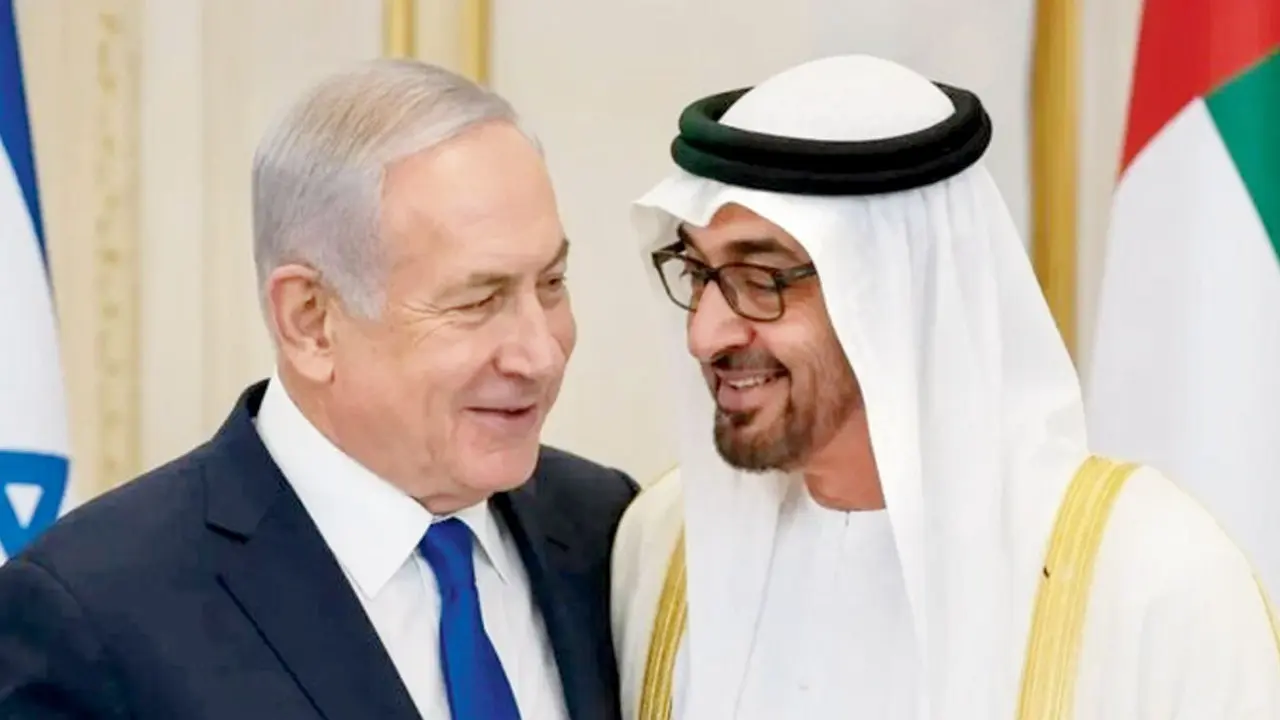 Israeli Prime Minister Benjamin Netanyahu with UAE President Sheikh Mohamed bin Zayed Al Nahyan. File pic/X @IranView24