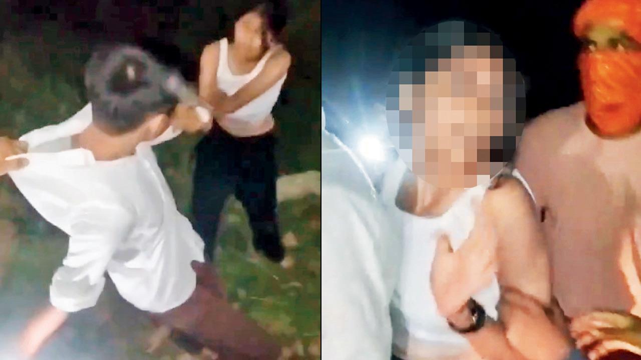 Bihar Jamui harassment case: Three arrested, search on for other accused A mob seen thrashing the teenage boy; (right) the teenage girl was groped by the mob in the middle of the road. pics/Screengrabs/X/@theindianidiot