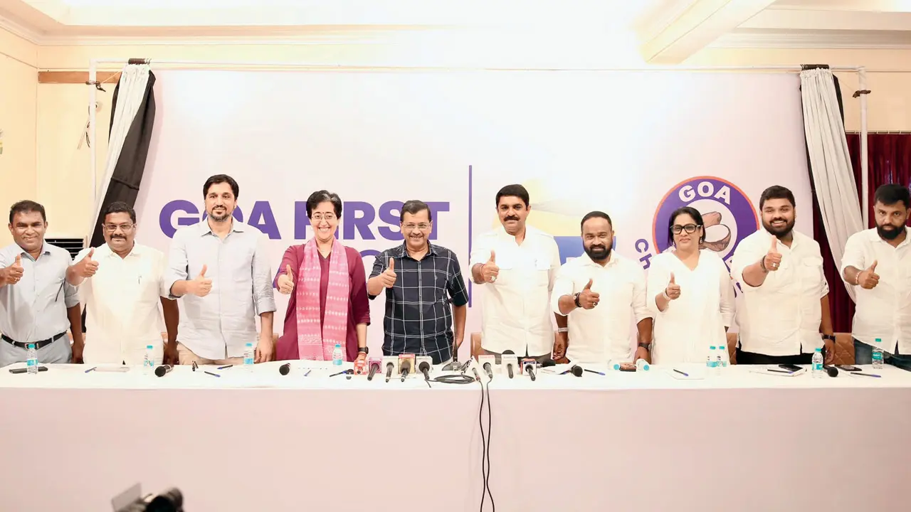 AAP and GFP join hands as ‘Goa First’ alliance for 2027 assembly elections Arvind Kejriwal (fifth from left) along with AAP and Goa Forward Party members. PIC/X/@ArvindKejriwal