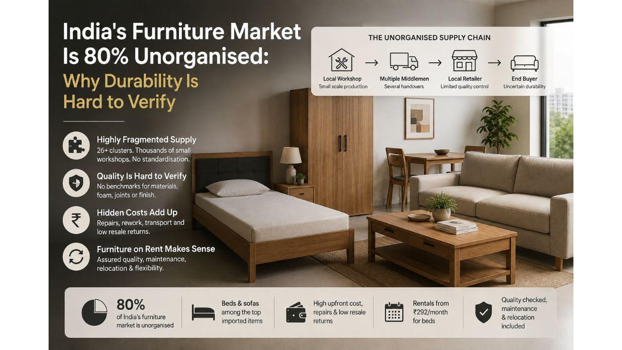 India's Furniture Market Is 80% Unorganised: Why Durability Is Hard to Verify Furniture on rent.